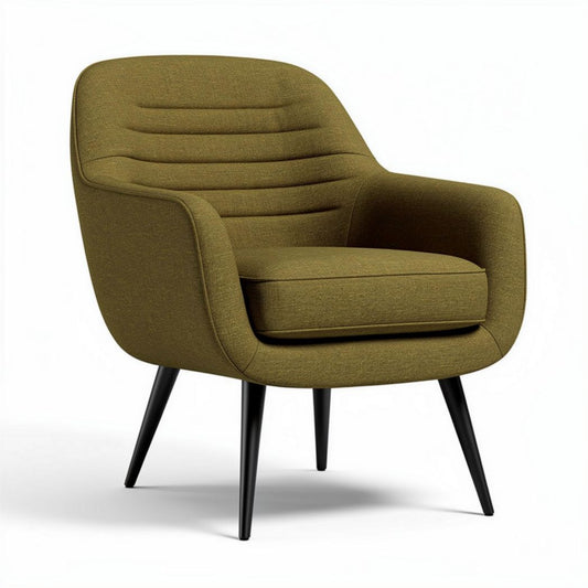 Groene stoffen fauteuil met zwarte poten 75 x 80 x 85cm