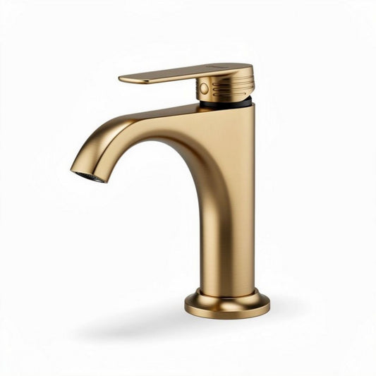 Gouden badkamerkraan van messing met moderne hoge uitloop 20 x 10 x 25cm
