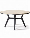 Ronde houten eettafel met zwart metalen onderstel 120 cm
