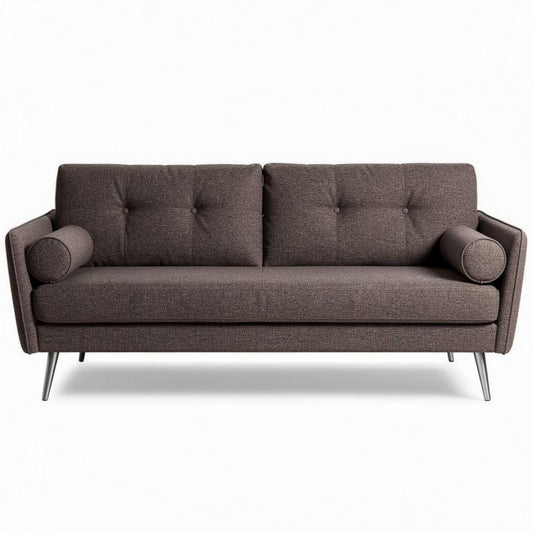 Tweed banken met kussens in bruin 200 x 80 x 85cm