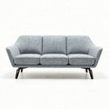 Drieziepsofa van stof in lichtgrijs met houten poten 200 x 80 x 85cm