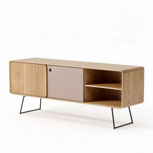 Dressoir van hout met deuren en open planken 120 x 40 x 45cm