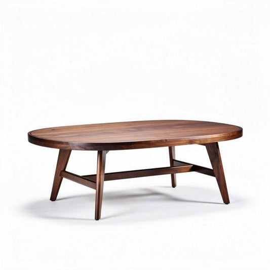 Luxe ovaal houten salontafel van notenhout 100 x 60 x 45cm