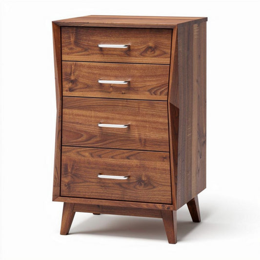 Houten ladekast met vier lades in walnootkleur 45 x 40 x 80cm
